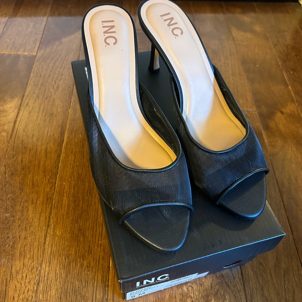 INC International Concepts Women's Black Open-Toe Heels